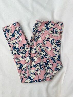 LuLaRoe Disney Mickey Mouse Leggings Womens Tall & Curvy 12-18 Pink Stretch